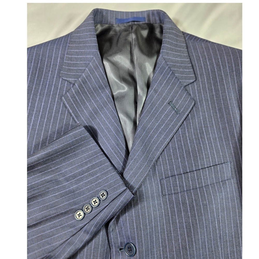 Daniel Cremieux Loro Piana Wool Blazer Suit Jacket Men 44L Navy Blue Pinstripe
